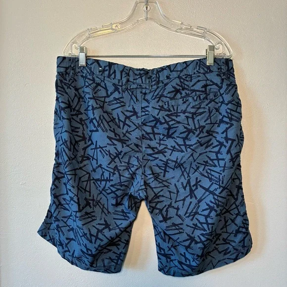 Onia Men's Shorts Size 34 Blue Striped Zip Fly Chino Slash Pockets Linen Cotton - Picture 2 of 7